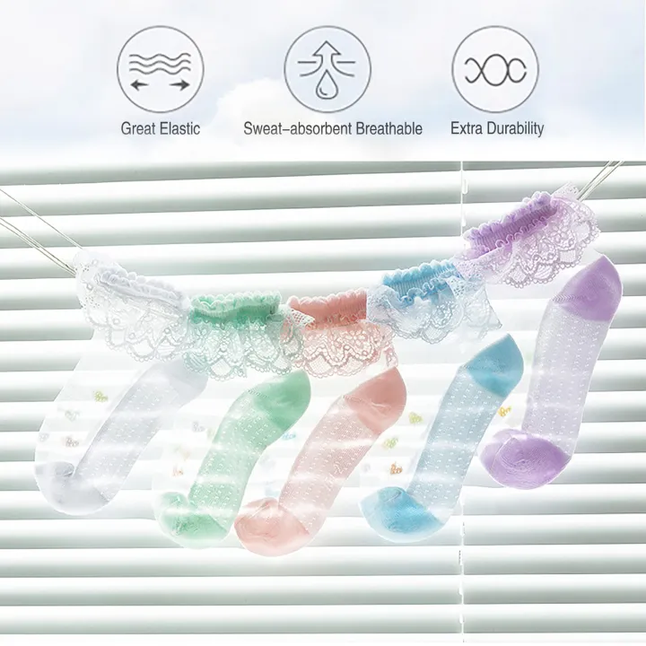 Girls%20socks,%20Ruffles%20Ankle%20Socks%20Transparent%20Silk-%205%20Pack%20Thin%20Lace%20Mesh%20Sheer%20socks%20for%20Toddler%20Girls(3-16%20Years)%20-%20Image%205