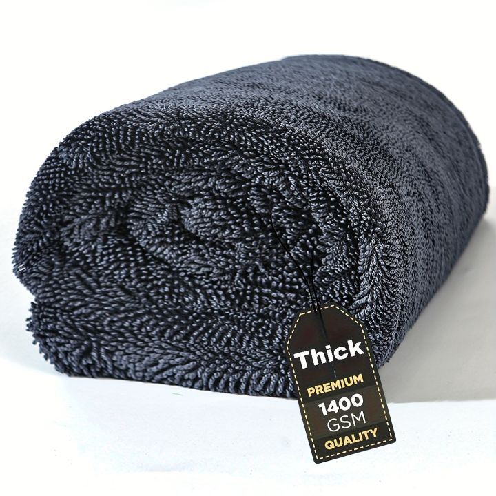 1400GSM 1/2pcs XXL Microfiber Car Drying Towel - Large Double-Sided Twisted Loop Cloth, Ultra Absorbent, Quick Dry, Streak-Free