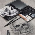 Cretacolor Black & White Charcoal Drawing Set of 25 Pcs In Tin Box. 