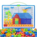 296 Pieces/Set Box-Packed Grain Mushroom Nail Beads Intelligent 3D Puzzle Games Jigsaw Board for Children Kids Educational Toys. 