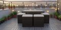 5-Piece Space-Saving Wicker Patio Dining Set with Nested Chairs | All-Weather Rattan Cube Furniture with Table for Small Balconies & Decks - Emaan Traders. 