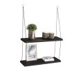 Hanging shelf for home, wooden Wall Hanging Rope Shelf Mounted Floting Storage Unit, Home Decor. 