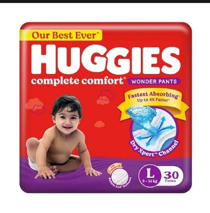 Huggies Complete Comport Baby Daipers Pant L size (9 14 kg) 30/42/64 Pieces