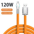 120W 6A 180 ° rotatable fast charge cable C type mobile game charger cable for Samsung liquid silicone /xiaomi /iphone. 