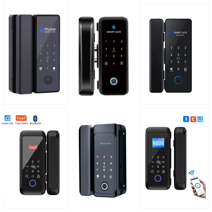 Smart Lock Bluetooth Tuya/TTLock App Control Frameless Glass Door ...