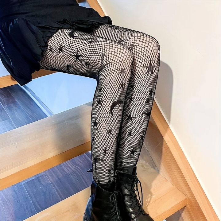 Lolita%20%20Jk%20Fishnet%20Stockings%20JK%20Girls%20Tights%20Black%20Star%20Moon%20Pattern%20Pantyhose%20Ladies%20Stocking%20Big%20Elastic%20Girls%20WomenTights%20-%20Image%203