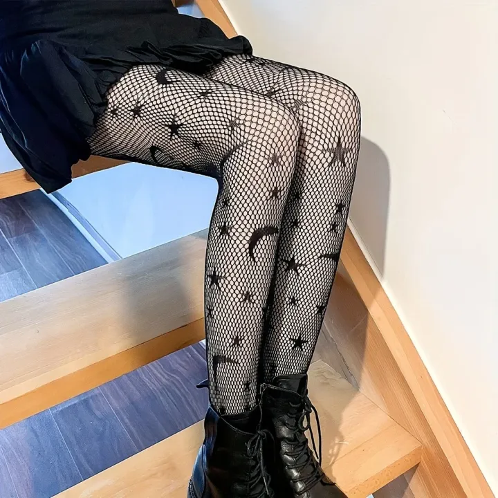 Lolita%20%20Jk%20Fishnet%20Stockings%20JK%20Girls%20Tights%20Black%20Star%20Moon%20Pattern%20Pantyhose%20Ladies%20Stocking%20Big%20Elastic%20Girls%20WomenTights%20-%20Image%203