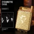 ELECTRIC LIGHTER WITH Royal Cigarette Holder, Retro 16Pcs Cigarette Box, Peaky Blinders Flick Box Holder, Luxury Vintage Carved Cigarette Box, Shelby Smoke Pocket Holder, Portable Smoking Tool, Expandable Cigarette Cases. 