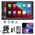 7 Inch Universal Car Radio Stereo 2 Din Touch Screen Car Video Player Carplay Android Auto with Rear Camera Bluetooth USB/TF/AUX. 