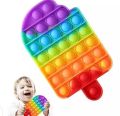 Candy Lollipop shape Push Pop Bubble Fidget Spinner Pop It Silicone Toy stress reliever, sensory toy  - Rainbow. 