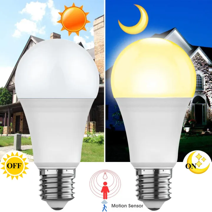 12W E26/E27 LED Light Bulbs Dusk to Dawn/Radar Motion Sensor Outdoor Light AC85-265V Day Night Light Auto ON/OFF LED Smart Lamp