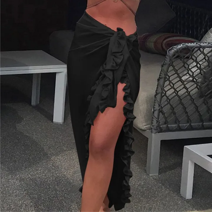 5%20Colors%20Ruffle%20Sarong%20for%20Women%202024%20Summer%20Solid%20Bikini%20Long%20Skirt%20Beach%20Dress%20Swimming%20Sun%20Protection%20Swim%20Cover%20Ups%20Monokini%20-%20Image%204
