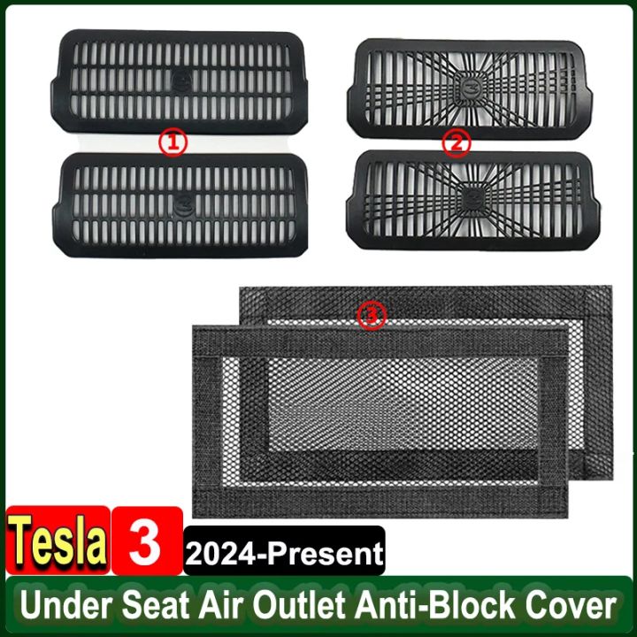 For Tesla New Model 3 Highland 2024 Under Seat Rear Air Vent Protective Cover M3H Anti-blocking Backseat Outlet Grille Mesh Net