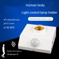 Motion Sensor Holder PIR Infrared Sensor Switch Automatic for E27 Light Bulb Human Body Induction LED Light Lamp Holder Patch System White. 