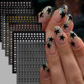 3D Black Pink Stars Stickers for Nails Golden Silvery Stars Adhesive Nail Decals Autumn Winter Festival DIY Nail Art Accessories. 