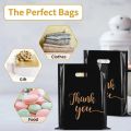 Thank You Bag Black Handheld Shopping Bag Plastic Packaging for Parties Birthdays Weddings Thanksgiving Anniversary Christmas. 