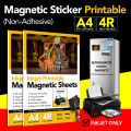 Printable Magnetic Sheets for Inkjet Printer - Printable Magnetic Paper for DIY Crafts,  Room Decorations, Easy to Cut, Non Adhesive for Photo Fridge Magnets, Refrigerator Magnetic Sticker. 