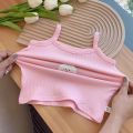 Baby Girls T-shirts for Kids Summer Sleeveless Knitted Tops Vest Outfits Girls Cute Halter Tops Tees Children Clothing 1-12 Year. 