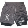 Men's Compression Shorts Anime Demon Slayer Print Beach Shorts Gym Fitness Running Quick Dry Short Pants Summer Print Sportswear.