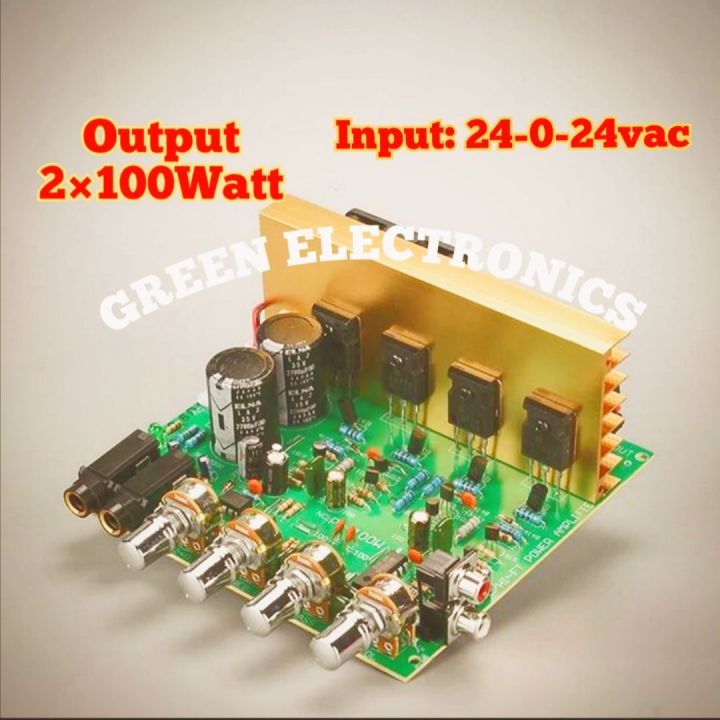 4 Transistor Board hifi stereo Large Power Amplifier AC 18-24V Digital Audio 100W+100W Dual Subwoofer Power Amplifier Board 4 Channel Hi-Fi Home Entertainment Stereo Amplifiers