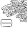 Metal Rectangle Adjuster Slides - Nickel-Plated Buckle for Belts and Bags, 15-Piece Set. 