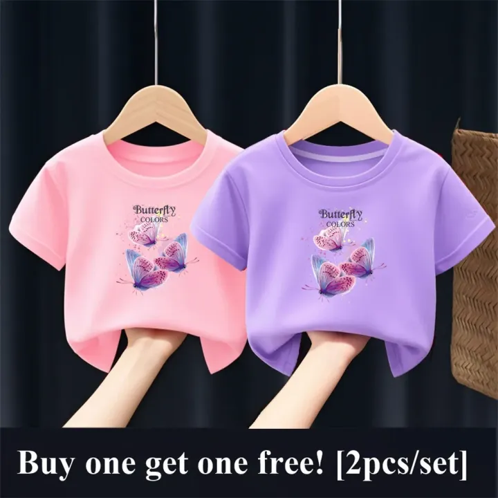 2pcs/Pack%20Girls%20Purple%20Butterfly%20T-Shirt%20Kids%20Fashion%20Short%20Sleeve%20Sister%20Matching%20Outfit%20Kids%20Best%20Friend%20Tops%20Tee%20-%20Image%204