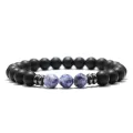 Fashion Mens Bracelet Black Onyx Stone Braclet Irregular Natural Tiger Eyes Sodalite Beaded Braslet Pulsera Hombre Accessories. 
