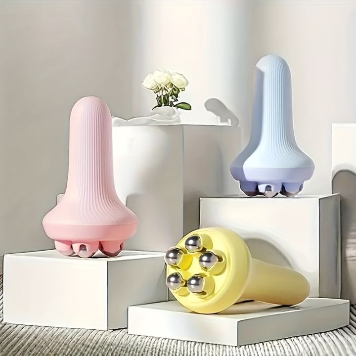 1pc Handheld Massage Roller with Beads - Manual Muscle Relaxation Tool for Neck, Back, Feet, Arms, and Legs - Durable Plastic