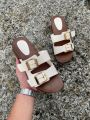 Women’s Adjustable Ankle Strap Slip-On Sandals – Comfortable Open-Toe Casual Summer Footwear. 