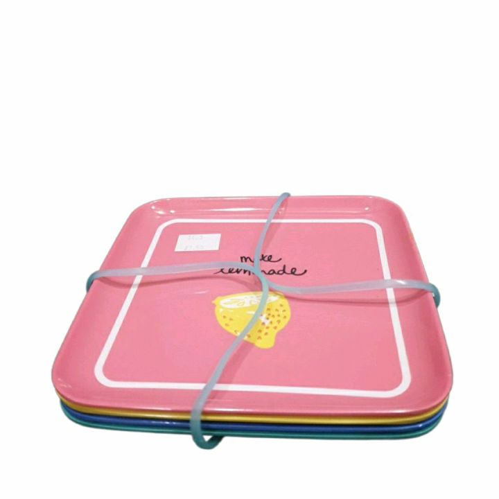 (K). Waitrose Frutty Square Plate Set of 4 Cocktail Tray