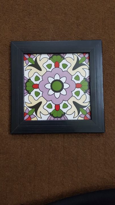 Wall hanging Handmade Frame (7by7) of Ceramic Tiles, Design Decorations for Home Decor Living Bedroom Furniture and Decor Wooden Wall Art for Home Decorations