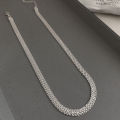 1 piece of S925 silver simple hollowed-out wide necklace, mesh clavicle chain, high quality, suitable for daily wear. 