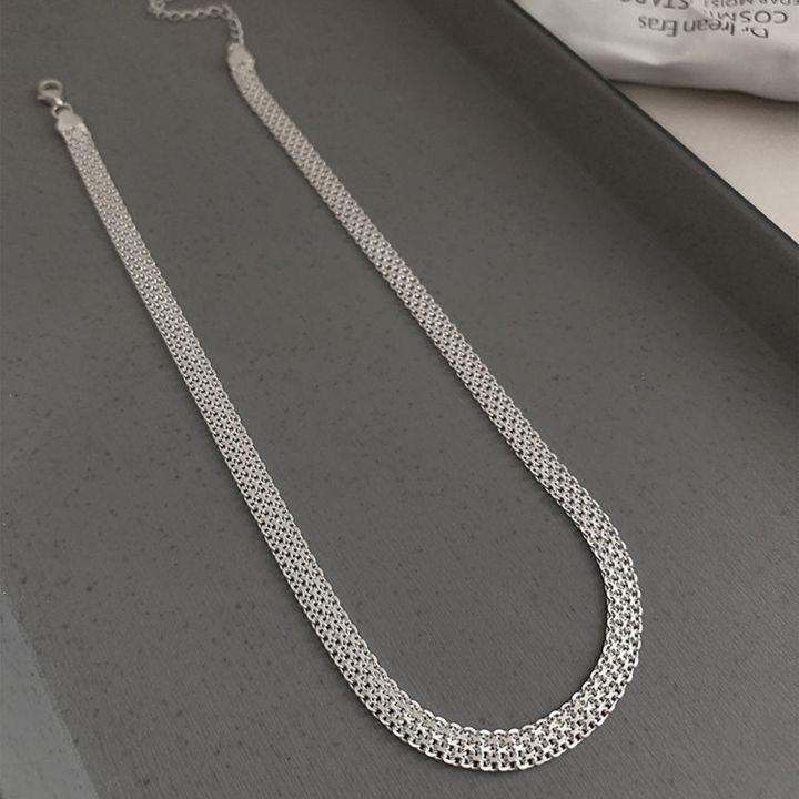 1%20piece%20of%20S925%20silver%20simple%20hollowed-out%20wide%20necklace,%20mesh%20clavicle%20chain,%20high%20quality,%20suitable%20for%20daily%20wear%20-%20Image%202