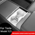Center Console Cup Holder Inserts For Tesla Model 3 2024-2026 Highland Model Y 2026 Juniper Center Console Liner Coasters Mat. 