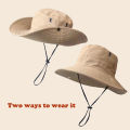 Unisex Sun Hat for Outdoor Fishing Hiking Hunting UV Protection Breathable Foldable Adjustable Chin Strap Wide Brim Boonie Hat.
