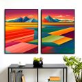 2 Digital Painting Stickers Size 5x7- 8x12 inch Landscape wall Art Adhesive Stickers Sticky Posters without Frame For you home office wall decoration Nadir Trader. 