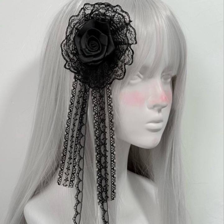Gothic%20Lolita%20Lace%20Headband%20with%20Rose%20Flower%20Pearl%20Tassel%20Black%20White%20Frilled%20Headdress%20for%20Women%20Cosplay%20Party%20Hair%20Accessories%20-%20Image%206