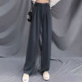 Spring Lady Fashion Concise Baggy Wide Leg Pants Women Straight Leg Casual Suit Trousers Girls Classic Basic Solid Daily Slacks.