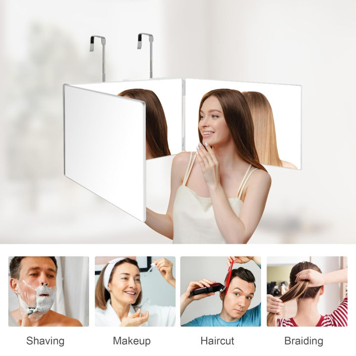 Portable%20Trifold%20Vanity%20Cosmetic%20Mirror%20with%20Height%20Adjustable%20Hooks%20for%20Self%20Hair%20Cutting%20Makeup%20Folding%20for%20Bath%20and%20Travel%20-%20Image%202