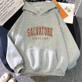 Salvatore Since1864 Men Printed Hoodie Vampire Diaries Jumper Vintage TVD Damon Stefan Crewneck Sweatshirt Fans Top Sweatshirt. 