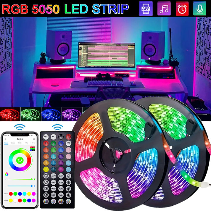 USB LED Strip Lights RGB 5050 Led Light Bluetooth App Control Flexible ...