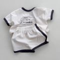 TZ24047 Summer New Sports Style Set New Letter Baby Round Neck Simple Casual T-shirt Shorts Two Piece Set. 