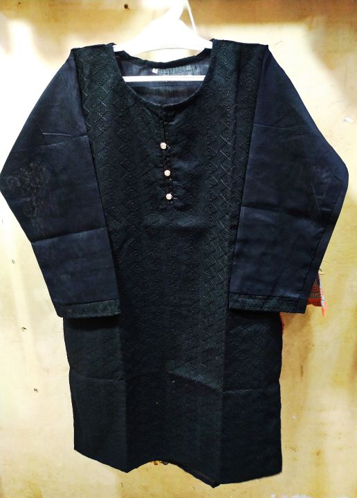 Simple Black Cotton Chicken Kurti for Women Traditional Long Top for Party Wedding Wedding Ethnic Wear Simple Design