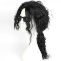 Anime Michael Jackson Cosplay Michael Cosplay Black Wig Michael Role Play Medium Long Curly Black Hair Wig Halloween Cos Wigs.