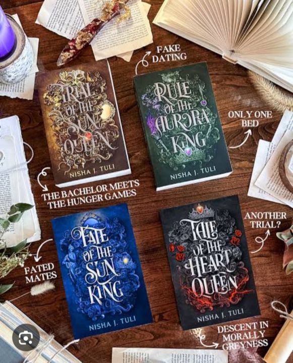 Nisha j tuli 4 books set ( trial of the sun queen , rule of the aurora king , tale of the sun king , tale of the heart queen )