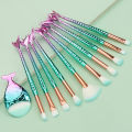 11 pcs mermaid makeup brushes, fish tail makeup brush set, beauty tools. 
