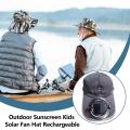 Summer Men Women Fan Baseball Hat Sun Block Baseball Hat with Solar Fan USB Charging Fan Breathable UV Block Outdoor Sunhats.