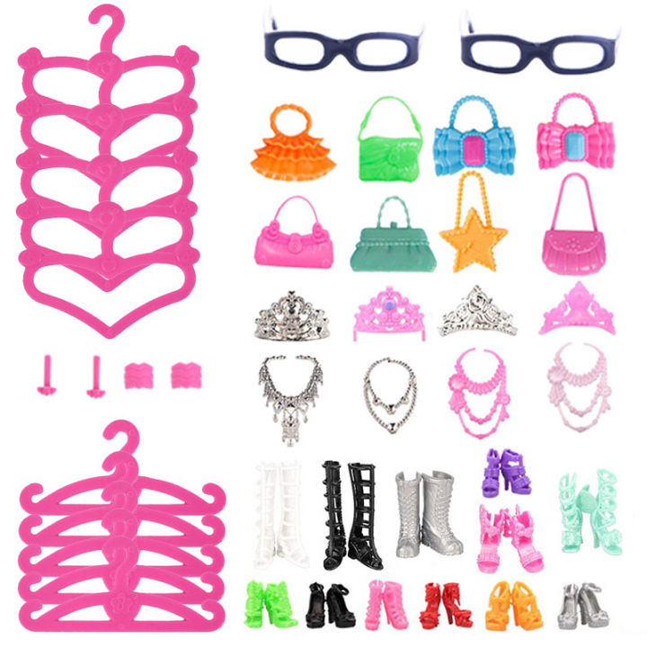 45%20Item/Set%20Doll%20Accessories=5*Doll%20Clothes%20Dress+40*Doll%20Accessories%20Doll%20Shoes%20Boots%20Necklaces%20Glasses%20Hangers%20For%2030CM%20Doll%20-%20Image%205
