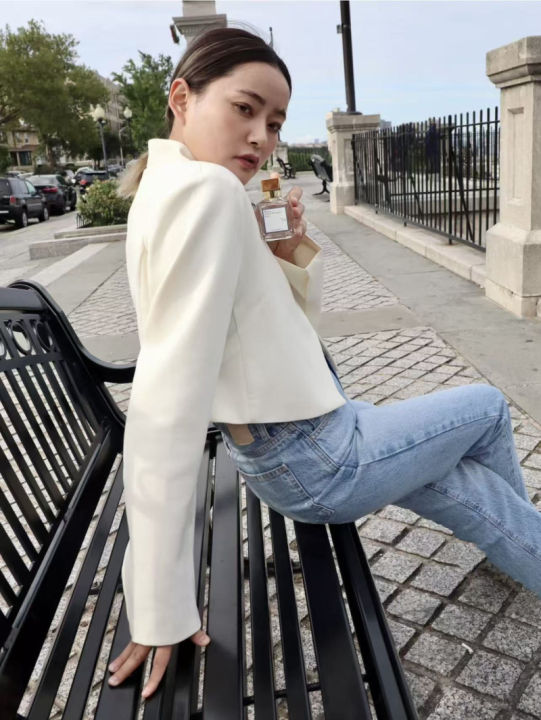 ETJ%202025%20autumn%20winter%20new%20professional%20women's%20simple%20fashion%20white%20short%20commuting%20zhongshan%20collar%20suit%20jacket%20-%20Image%202