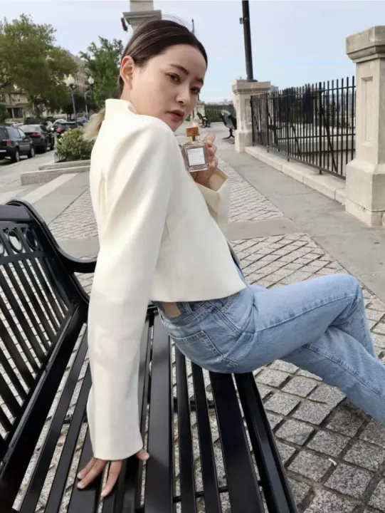 ETJ%202025%20autumn%20winter%20new%20professional%20women's%20simple%20fashion%20white%20short%20commuting%20zhongshan%20collar%20suit%20jacket%20-%20Image%202